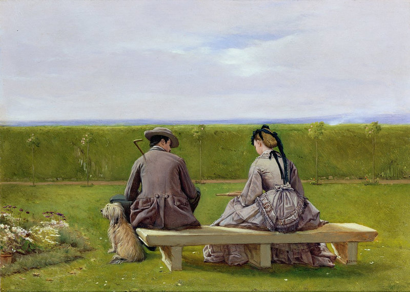 Eyre Crowe 1824-1910 - The Bench by the Sea Eyre Crowe 1824-1910 - The Bench by the Sea